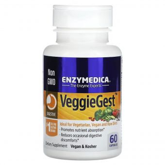 Травні ферменти, VeggieGest, Enzymedica, 60 капсул