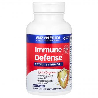 Ферменти для захисту іммунної системи, Immune Defense, Extra Strength, Enzymedica, 90 капсул 
