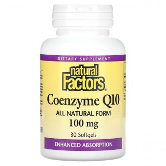 Коензим Q10, 100 мг, Coenzyme Q10, Natural Factors, 30 гелевих капсул