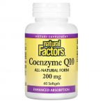 Коензим Q10, 200 мг, Coenzyme Q10, Natural Factors, 60 гелевих капсул
