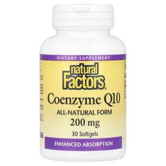 Коензим Q10, 200 мг, Coenzyme Q10, Natural Factors, 30 гелевих капсул