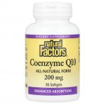 Коензим Q10, 200 мг, Coenzyme Q10, Natural Factors, 30 гелевих капсул