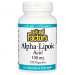 Альфа-ліпоєва кислота, 100 мг, Alpha-Lipoic Acid, Natural Factors, 120 капсул