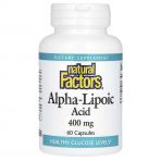 Альфа-ліпоєва кислота, 400 мг, Alpha-Lipoic Acid, Natural Factors, 60 капсул