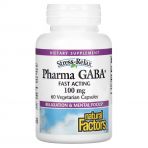 GABA (Гамма-аміномасляна кислота), 100 мг, Stress Relax, Pharma GABA, Natural Factors, 60 вегетаріанських капсул