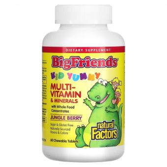 Мультивітаміни та мінерали для дітей, смак ягід, Chewable Multi-Vitamin & Minerals, Natural Factors, 60 жувальних таблеток