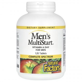Щоденні вітаміни для чоловіків, Men's MultiStart, Vitamin A Day for Men, Natural Factors, 120 таблеток