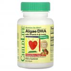 Дитячий DHA, з водоростей з вітаміном А та лютеїном, смак ягід, Algae DHA with Vitamin A & Lutein, ChildLife, 60 гелевих капсул