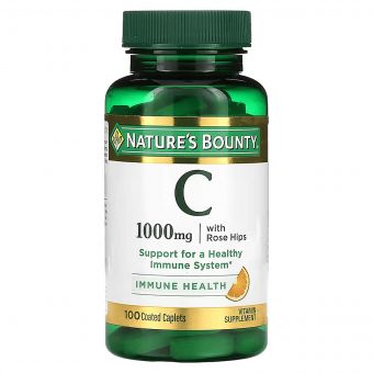 Вітамін С з шипшиною, 1000 мг, Vitamin C with Rose Hips, Nature's Bounty, 100 каплет