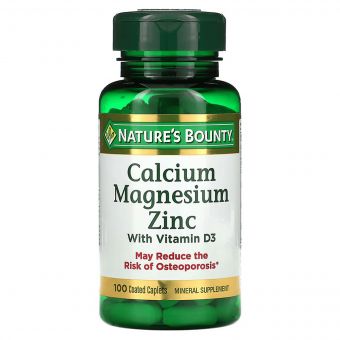 Кальцій Магній Цинк з вітаміном D3, Calcium Magnesium Zinc with Vitamin D3, Nature's Bounty, 100 каплет