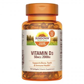 Вітамін D3, 2000 МЕ, Vitamin D3, Sundown Naturals, 150 гелевих капсул