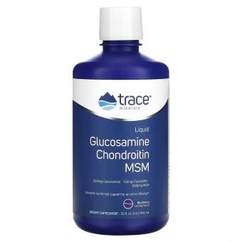 Рідкий глюкозамін, хондроїтин та МСМ, смак лохини, Liquid Glucosamine Chondroitin MSM, Trace Minerals, 946 мл