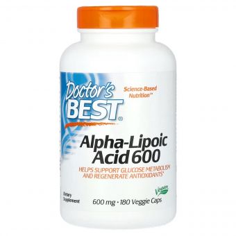 Альфа-Ліпоєва кислота, 600 мг, Alpha-Lipoic Acid, Doctor's Best, 180 вегетаріанських капсул