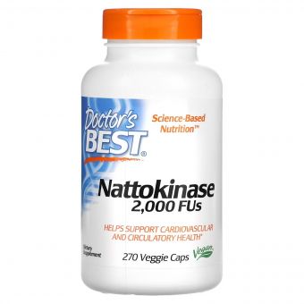 Наттокіназа, 2000 FU, Nattokinase, Doctor's Best, 270 вегетаріанських капсул