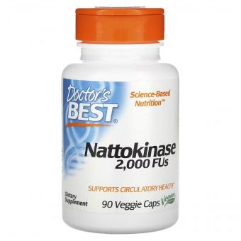 Наттокіназа, 2000 FU, Nattokinase, Doctor's Best, 90 вегетаріанських капсул