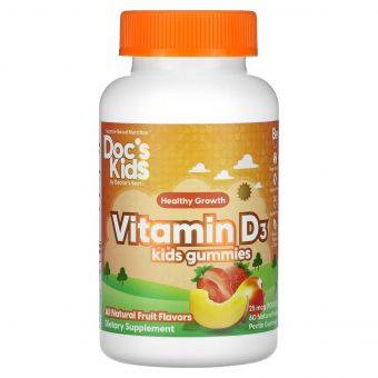 Вітамін D3 для дітей, 1000 МО, смак фруктів, Vitamin D3 Kids Gummies, Doctor's Best, 60 жувальних цукерок
