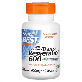 Ресвератрол, 600 мг, High Potency Trans-Resveratrol 600, Doctor's Best, 60 вегетаріанських капсул