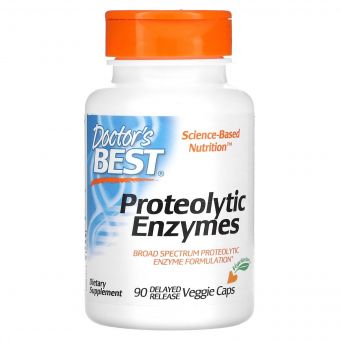 Ферменти протеолітичні відстроченого вивільнення, Proteolytic Enzymes, Doctor's Best, 90 вегетаріанських капсул