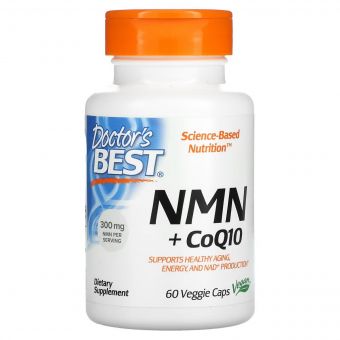 NMN 150 мг та коензим Q10 50 мг, NMN CoQ10, Doctor's Best, 60 вегетаріанських капсул
