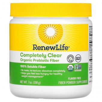 Клітковина пребіотична органічна пребіотична, Completely Clear Organic Prebiotic Fiber, Renew Life, 198 гр