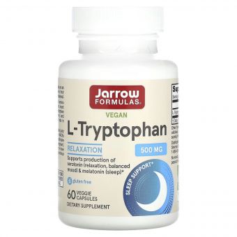 L-триптофан, 500 мг, L-Tryptophan, Jarrow Formulas, 60 вегетаріанських капсул