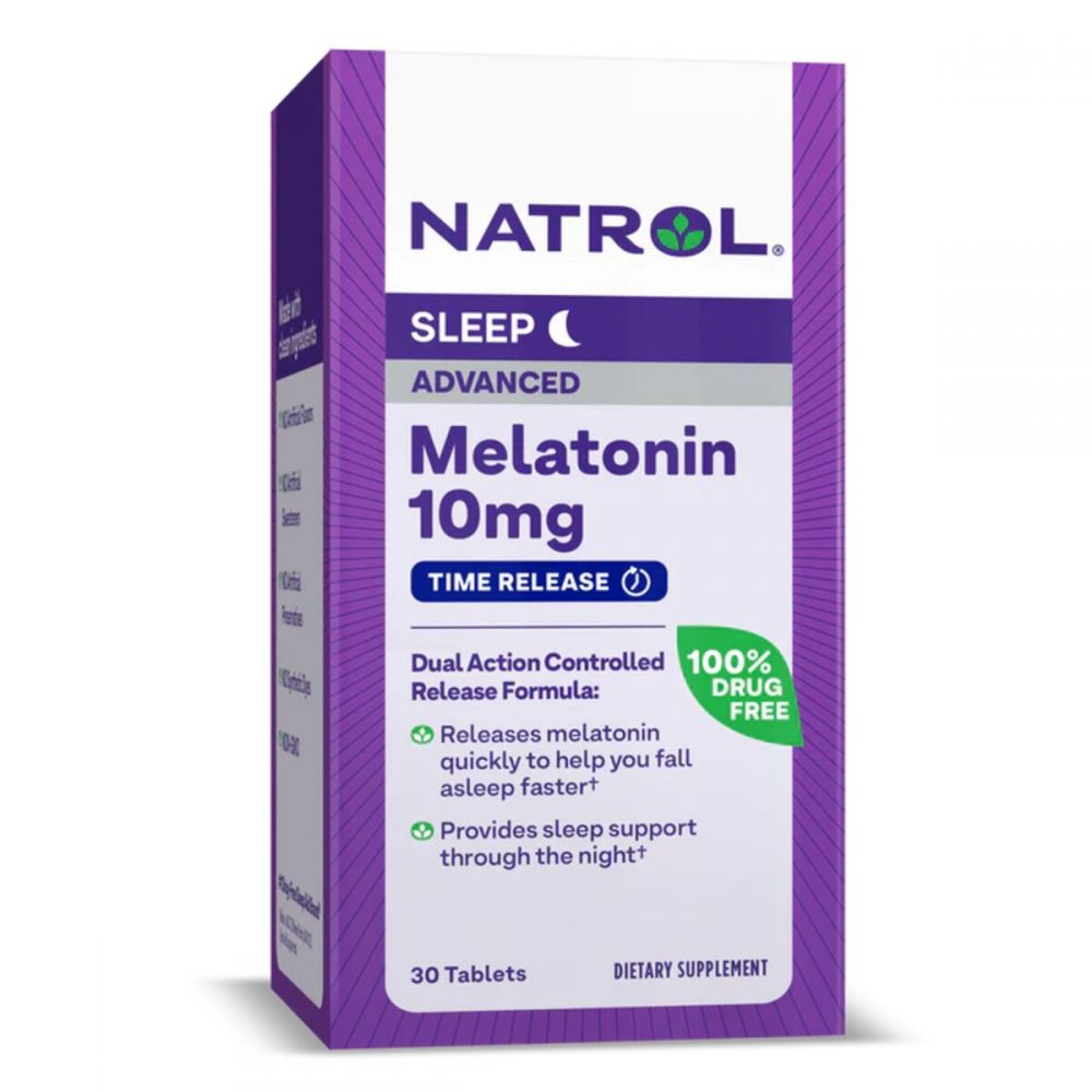 Мелатонін уповільненого вивільнення, 10 мг, Melatonin Advanced Maximum Strength, Natrol, 30 таблеток