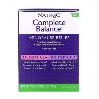 УЦІНКА Повний комплекс для полегшення Менопаузи, Complete Balance, Menopause Relief, Natrol, дві баночки по 30 капсул в кожній (м'ята коробка)