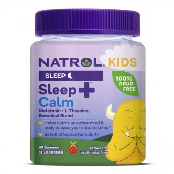 УЦІНКА Здоровий сон дитини, смак полуниці, Kids, Sleep + Calm, Ages 4 + Up, Natrol, 60 жувальних цукерок (вм'ятина)