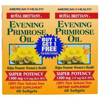 Олія Вечірньої Примули, Evening Primrose Oil, American Health, 1300 мг, 2 баночки по 60 капсул