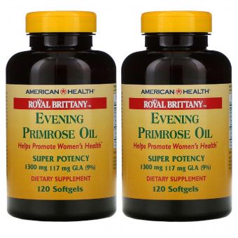 Олія Вечірньої Примули, Evening Primrose Oil, American Health, 1300 мг, 2 баночки по 120 капсул