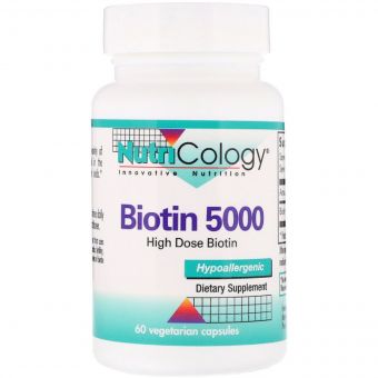 Біотин 5000 мкг, Biotin 5000, Nutricology, 60 вегетаріанських капсул