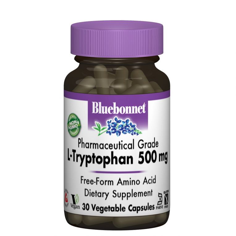 L-Триптофан 500мг, Bluebonnet Nutrition, 30 вегетаріанських капсул