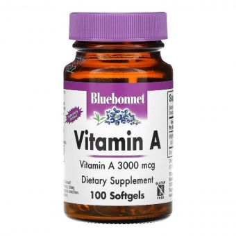 Вітамін A 3000 мкг, Bluebonnet Nutrition, 100 желатинових капсул