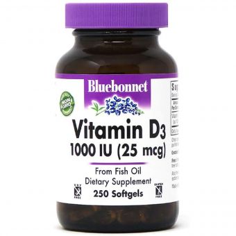 Вiтамiн D3 1000IU, Bluebonnet Nutrition, 250 желатинових капсул