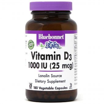 Вiтамiн D3 1000IU, Bluebonnet Nutrition, 180 вегетаріанських капсул