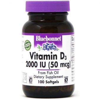 Вiтамiн D3 2000IU, Bluebonnet Nutrition, 100 желатинових капсул