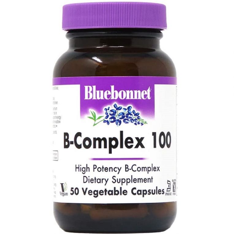 B-Комплекс 100, B-Complex, Bluebonnet Nutrition, 50 вегетаріанських капсул