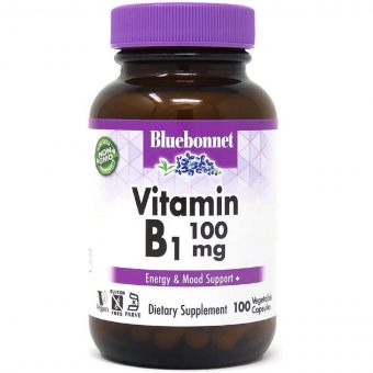 Вітамін B1 100 мг, Vitamin B1, Bluebonnet Nutrition, 100 вегетаріанських капсул
