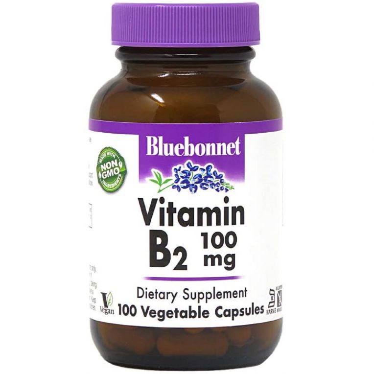 Вітамін B2 100 мг, Vitamin B2, Bluebonnet Nutrition, 100 вегетаріанських капсул