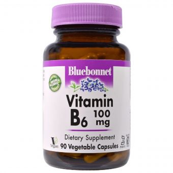 Вітамін B6 100 мг, Vitamin B6, Bluebonnet Nutrition, 90 вегетаріанських капсул