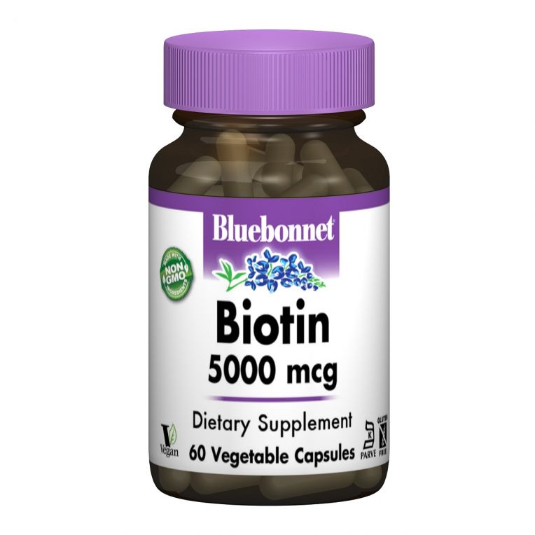 Бiотин (B7) 5000мкг, Bluebonnet Nutrition, 60 вегетаріанських капсул