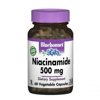 Нiацинамiд (B3) 500мг, Bluebonnet Nutrition, 60 вегетаріанських капсул