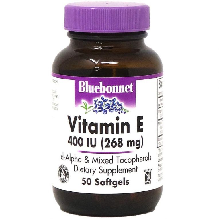 Натуральний Вiтамiн Е 400IU, Bluebonnet Nutrition, 50 желатинових капсул