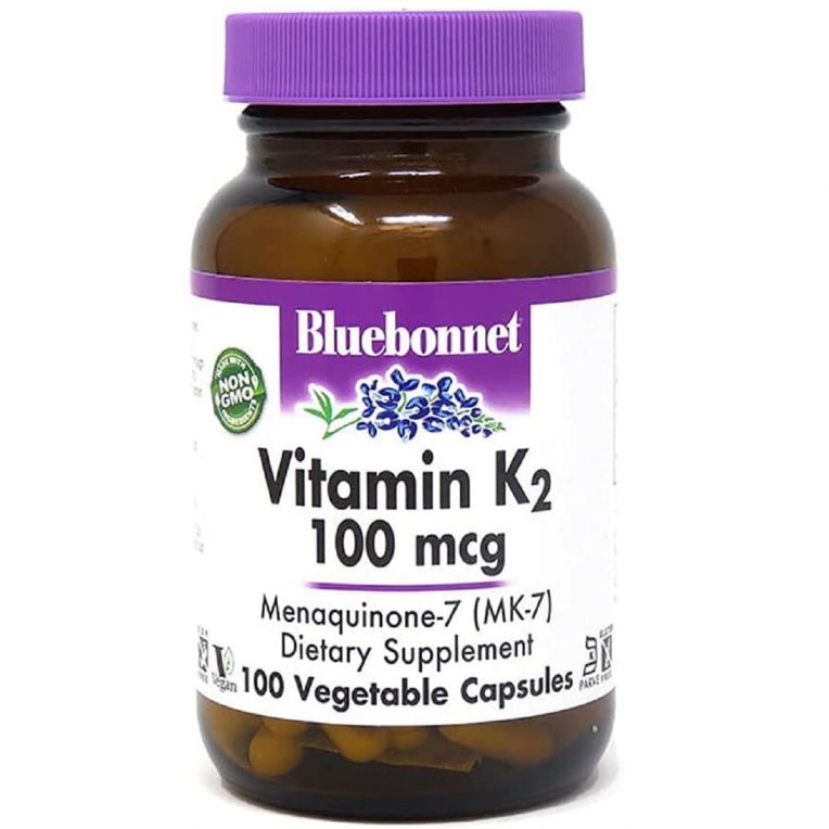 Вітамін K2 100 мкг, Vitamin K2, Bluebonnet Nutrition, 100 вегетаріанських капсул