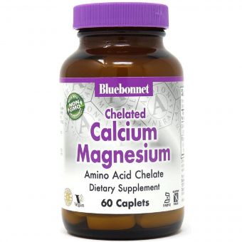 Хелатний Кальцій і Магній, Chelated Calcium Magnesium, Bluebonnet Nutrition, 60 таблеток