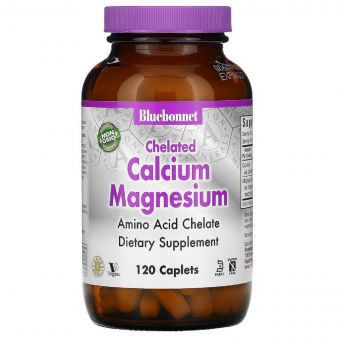 Хелатний Кальцій і Магній, Chelated Calcium Magnesium, Bluebonnet Nutrition, 120 таблеток