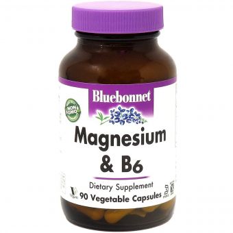 Магній + Вітамін В6, Bluebonnet Nutrition, 90 вегетаріанських капсул