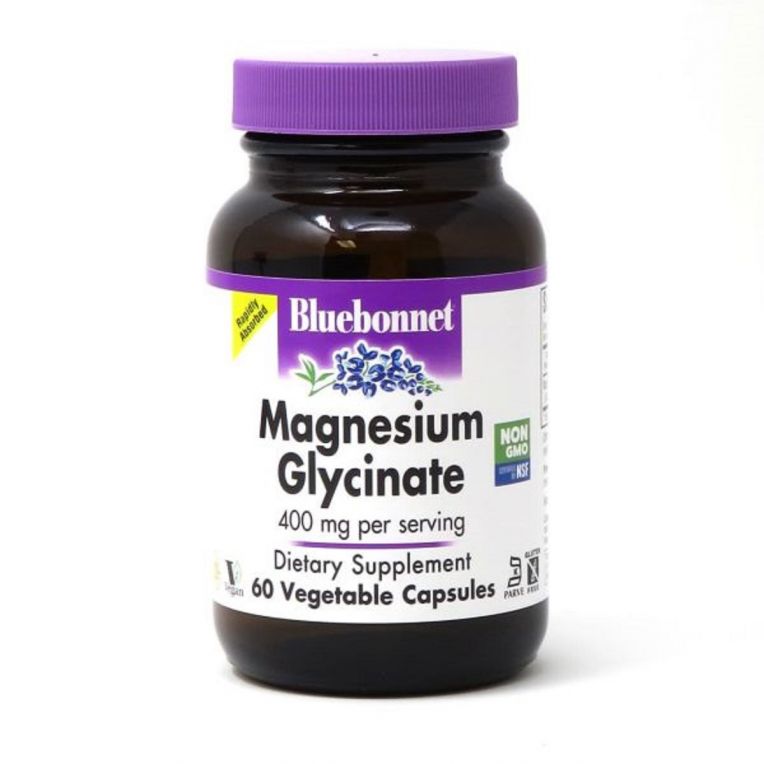 Магній гліцинат, 400 Мг, Magnesium Glycinate, Bluebonnet Nutrition, 60 вегетаріанських капсул