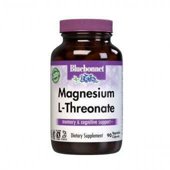 L-Треонат Магнія, L-треонат магнію, Bluebonnet Nutrition, 90 вегетаріанських капсул