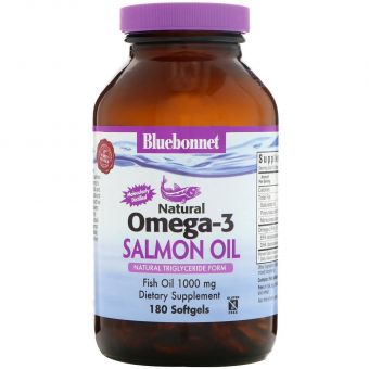 Натуральна Омега-3 з Жиру Лосося, Bluebonnet Nutrition, 180 желатинових капсул